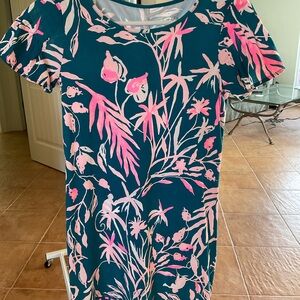Lilly Pulitzer, xxsmall, Floral Print Dress in Pink and Blue